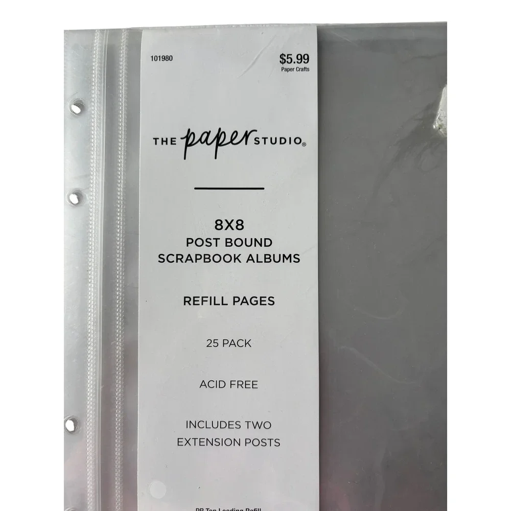 The Paper Studio Scrapbook Refill Pages 8x8 Clear NEW 25 Pack Post Bound‎ 101980